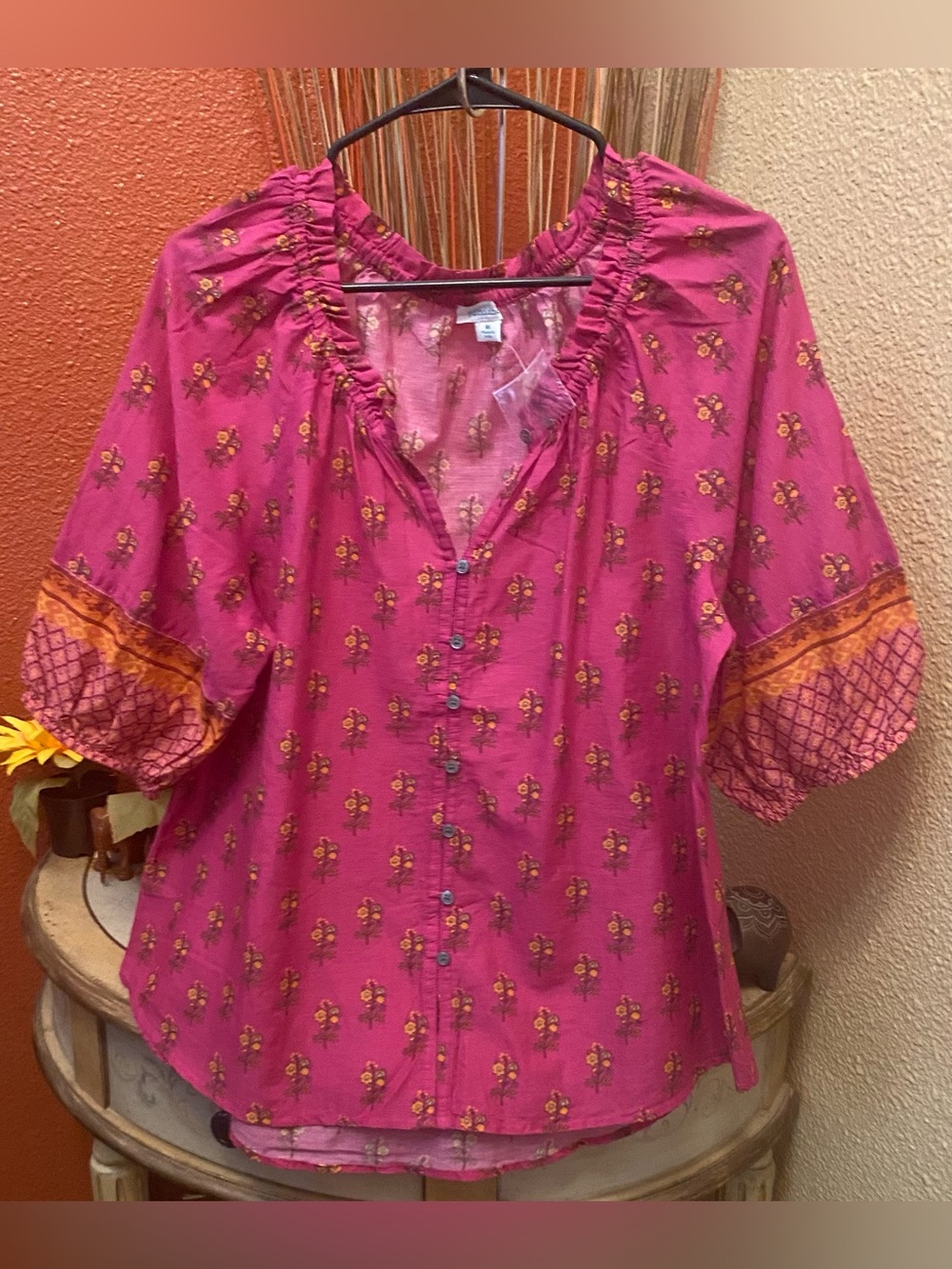 Sundance - NEW -  "Mythic Tales" Blouse Bohemian Floral Block